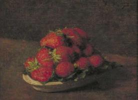 Henri Fantin-Latour Aardbeien in een aardewerk schoteltje.